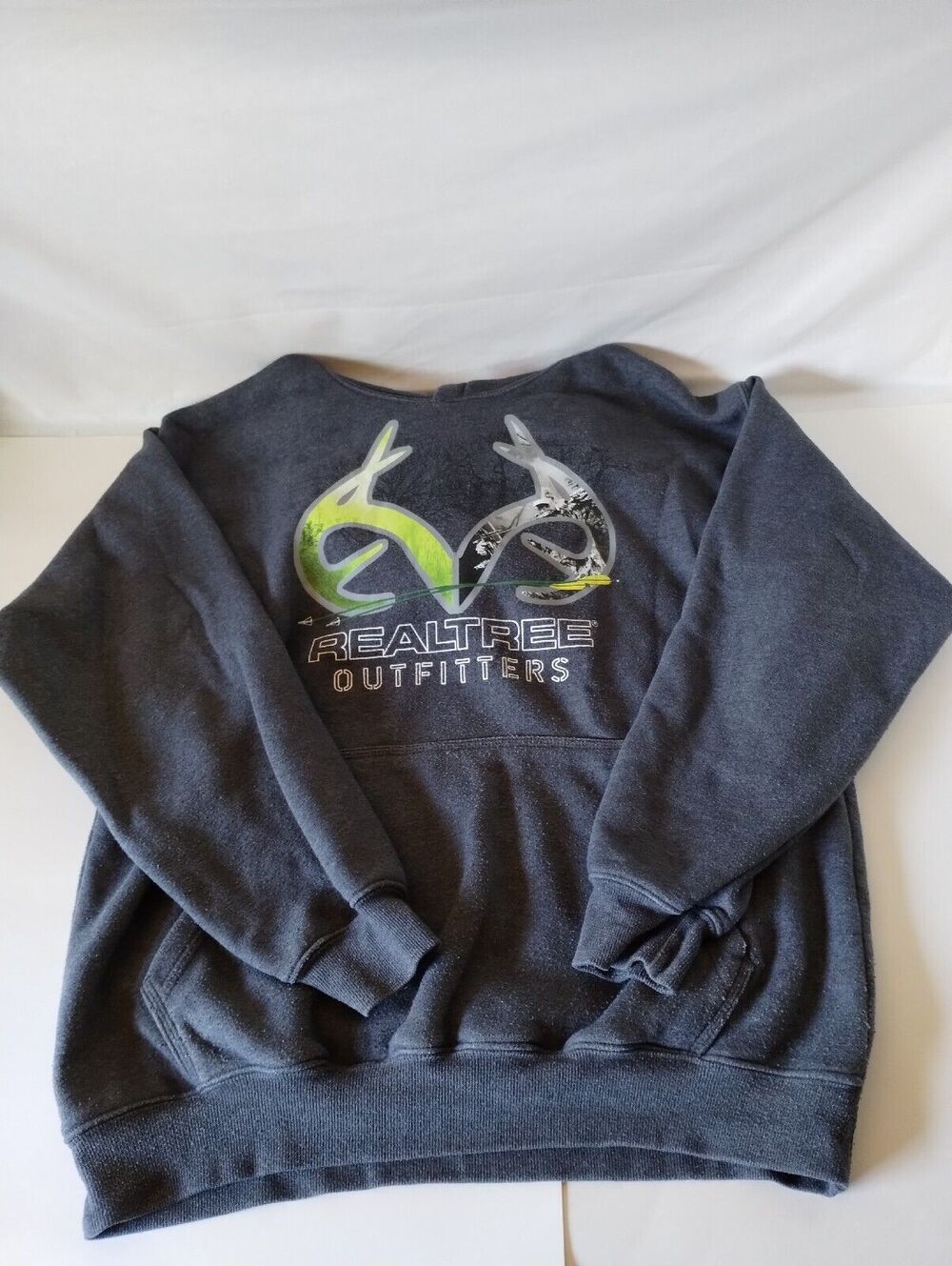 Realtree Outfitters Hunting Hoodie Adult Gray Pullover Sweatshirt Logo 2XL